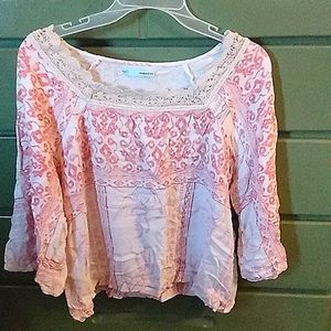 Large Maurices peach and white long sleeve